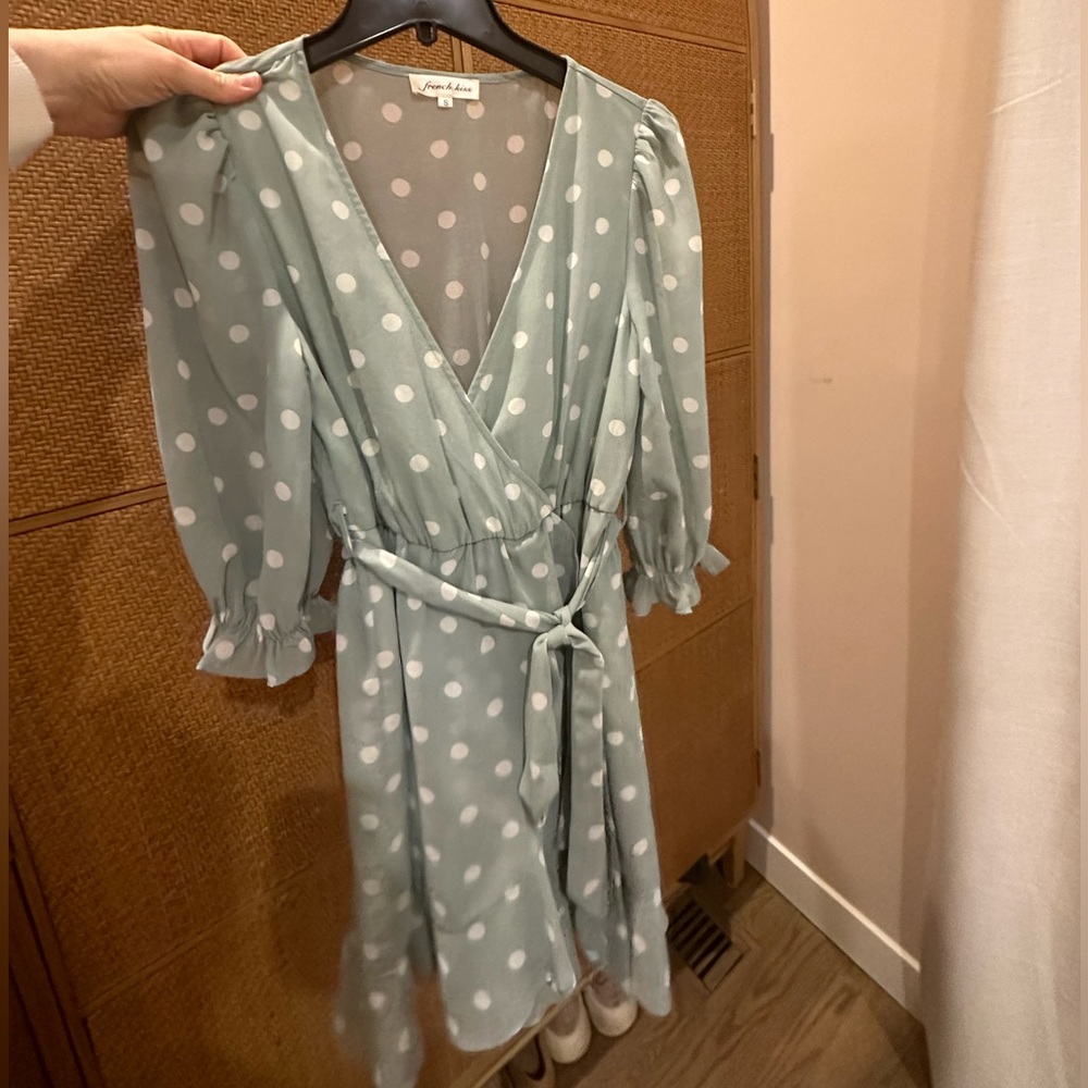 Mint Dot Mini Wrap Dress